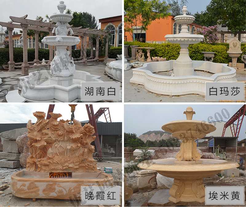 大理石景觀噴泉材質(zhì)，石雕噴泉工廠，定制大理石景觀噴泉